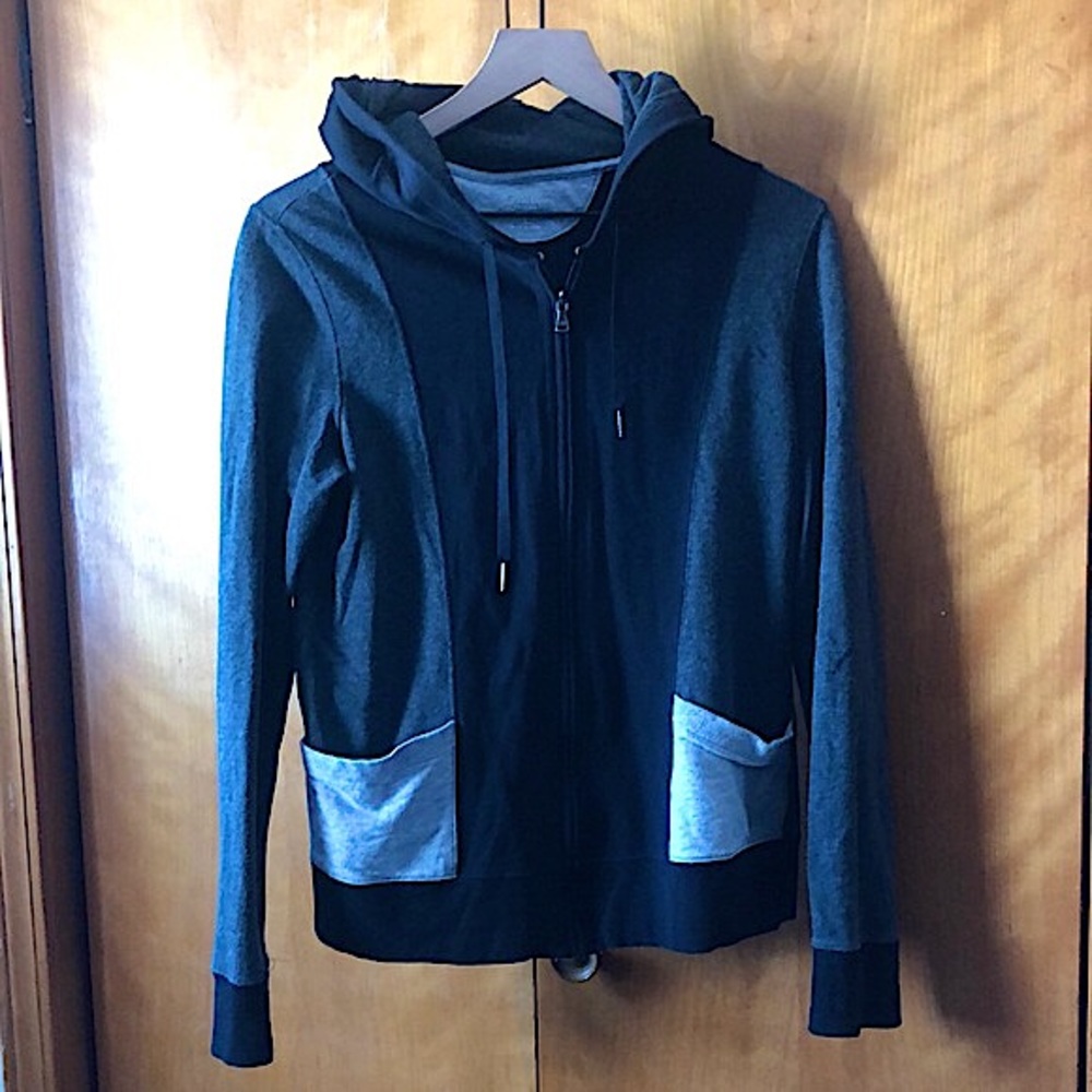 Calvin Klein Full Zip Knit Hoodie Black & Grey L